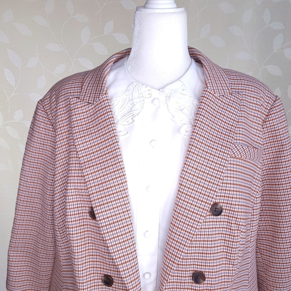 1. State Plaid Blazer Retro Twee Pattern Double Breasted Jacket Orange 22 W - Picture 3 of 13